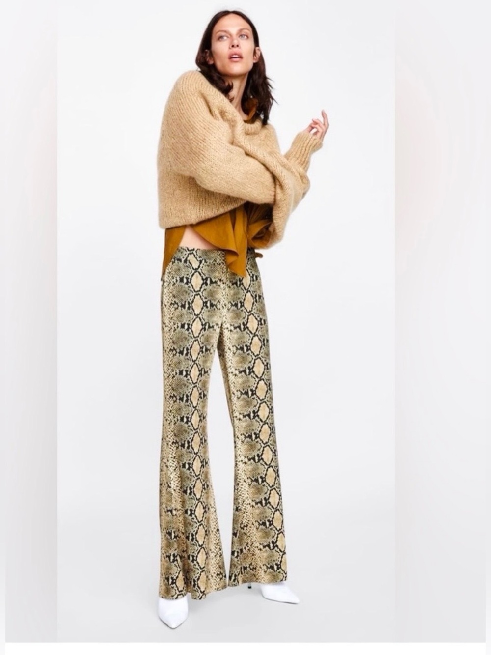 ZARA snakeskin flare trouser pant
